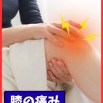 ウォーキング中に膝に違和感を感じて立ち止まる女性。運動好きの人に多い膝の痛みを表現。