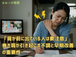 巻き肩で出てくる頭痛や肩こりで悩む女性