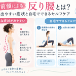 骨盤前傾による反り腰の症状と自宅でできるセルフケアを紹介するイラスト